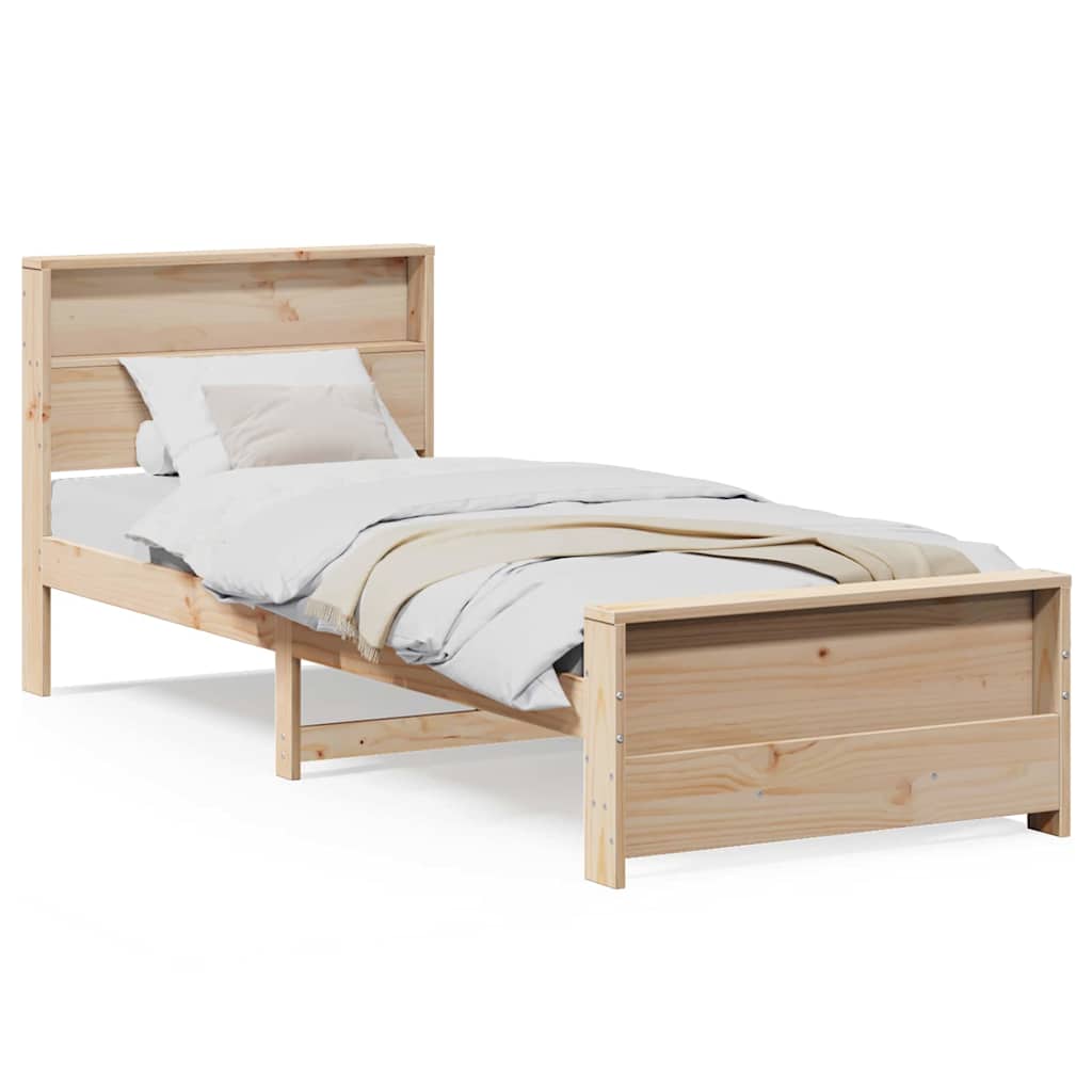 Sengestamme med hodegjerde Brun 90 x 200 cm Heltre furu