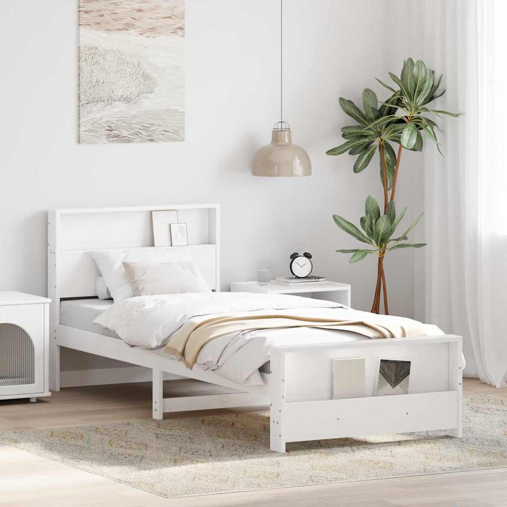 Sengestamme med hodegjerde Hvit 90 x 200 cm Konstruert tre