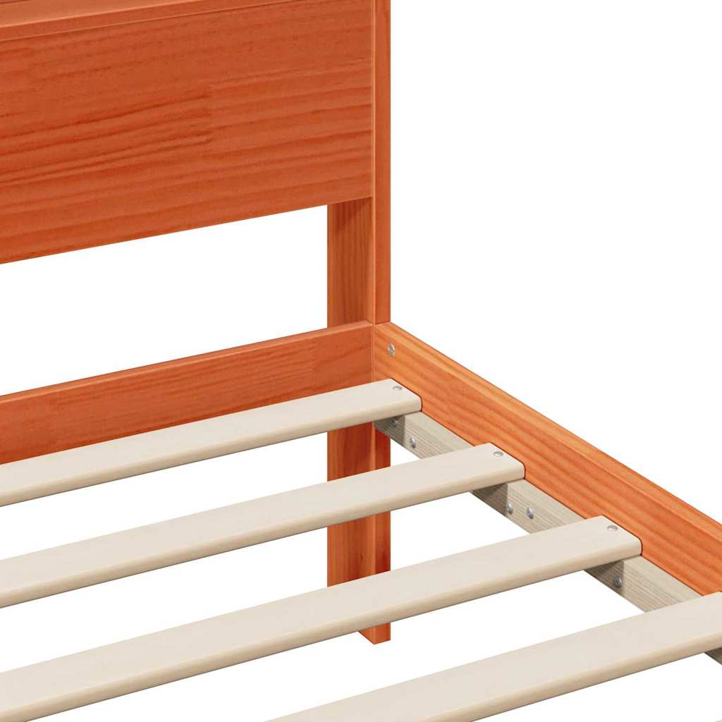 Sengestamme med hodegjerde Voksbrun 140 x 190 cm Heltre furu