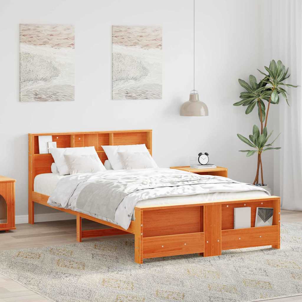 Sengestamme med hodegjerde Voksbrun 140 x 190 cm Heltre furu