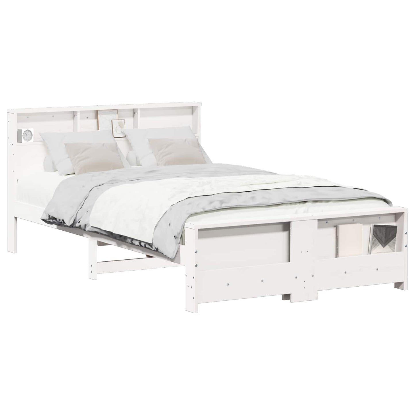 Sengestamme med hodegjerde Hvit 135 x 190 cm Konstruert tre