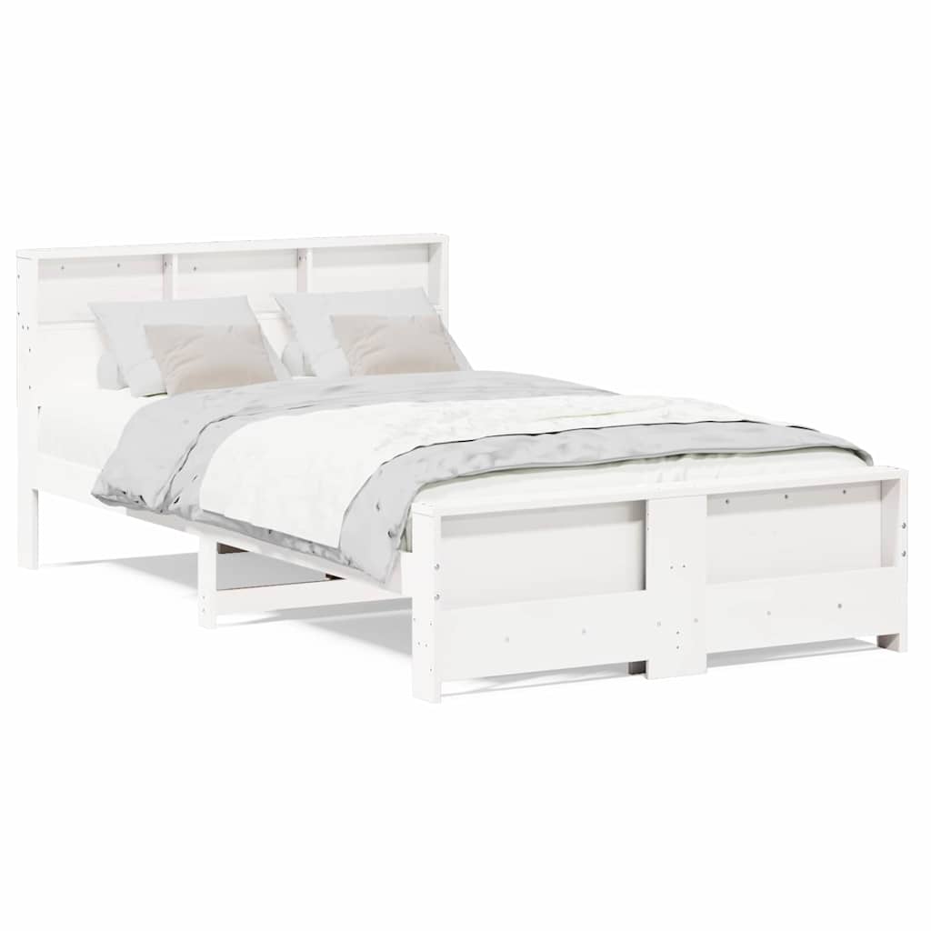 Sengestamme med hodegjerde Hvit 135 x 190 cm Heltre furu