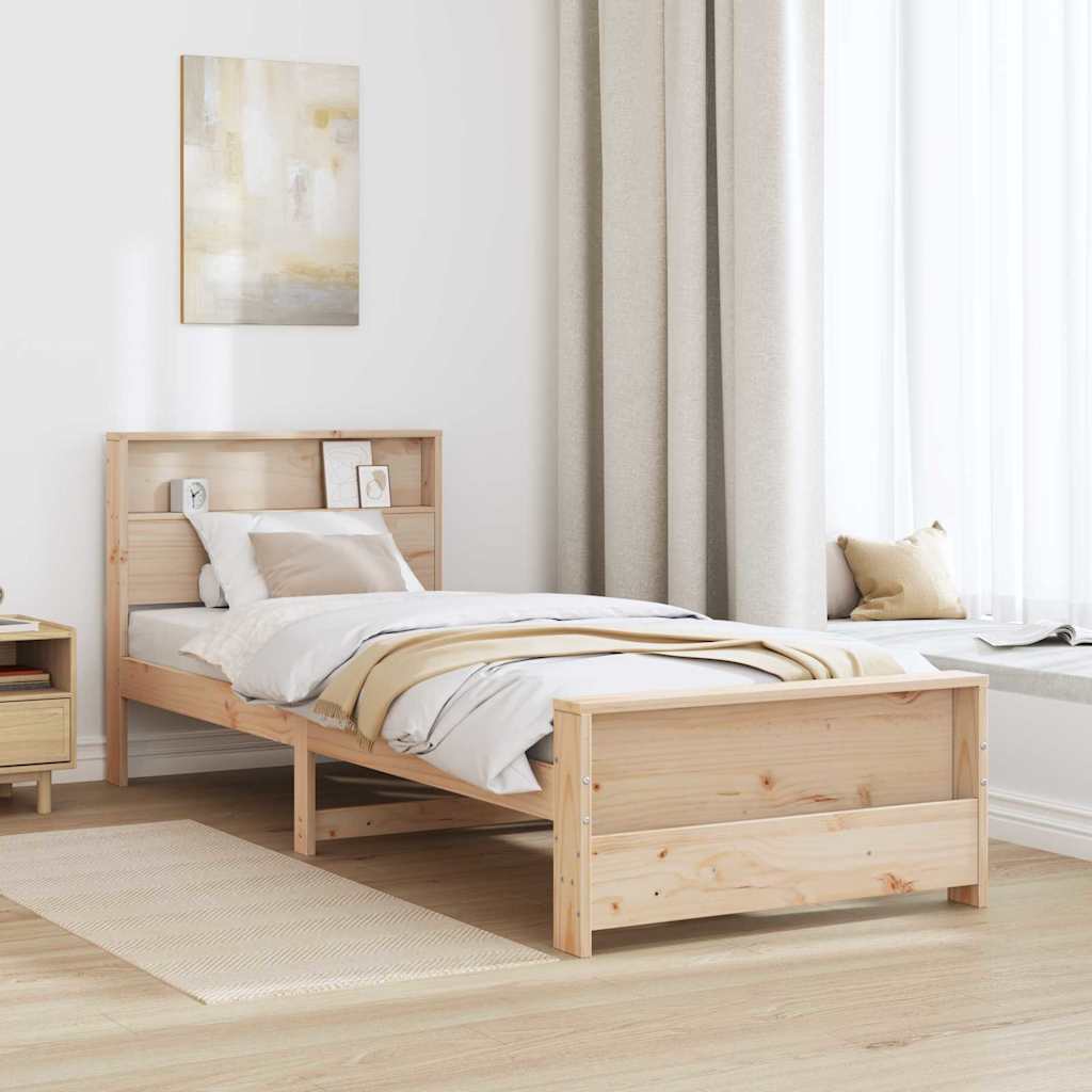 Sengestamme med hodegjerde Brun 90 x 190 cm Konstruert tre