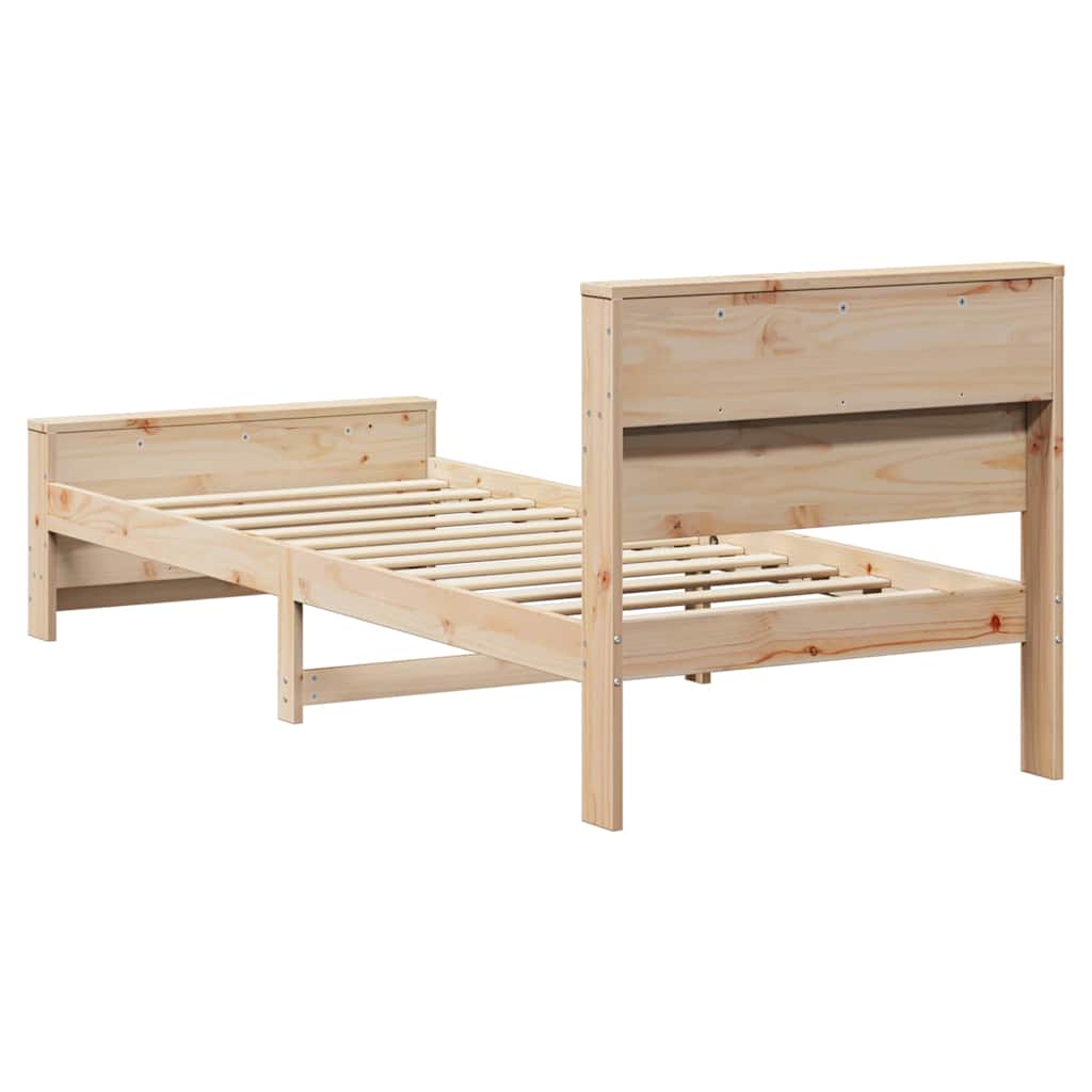 Sengestamme med hodegjerde Brun 90 x 190 cm Konstruert tre
