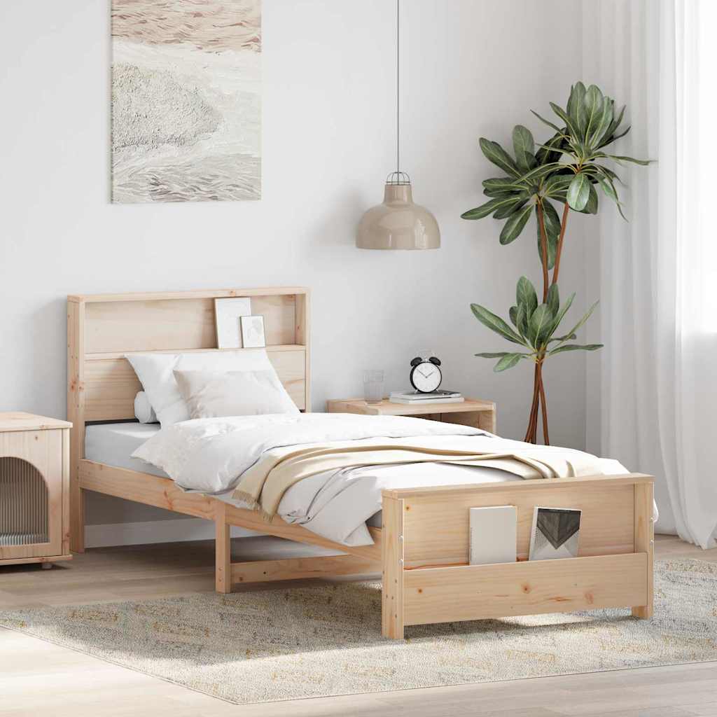 Sengestamme med hodegjerde Brun 75 x 190 cm Konstruert tre