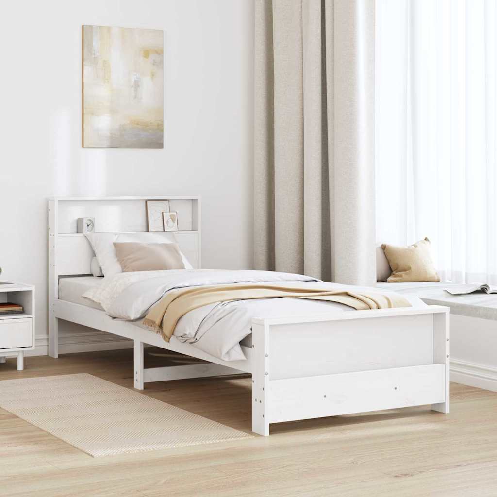 Sengestamme med hodegjerde Hvit 75 x 190 cm Heltre furu