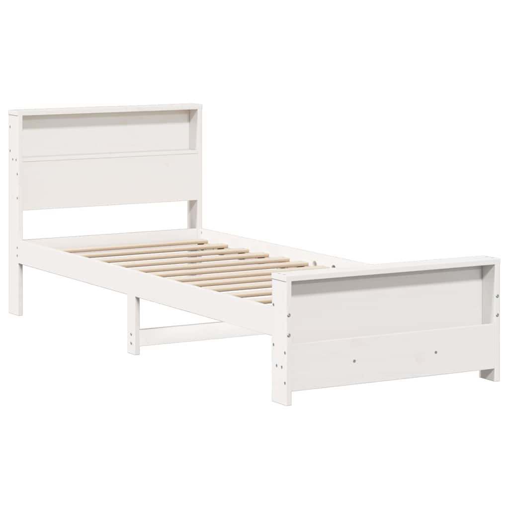 Sengestamme med hodegjerde Hvit 75 x 190 cm Heltre furu