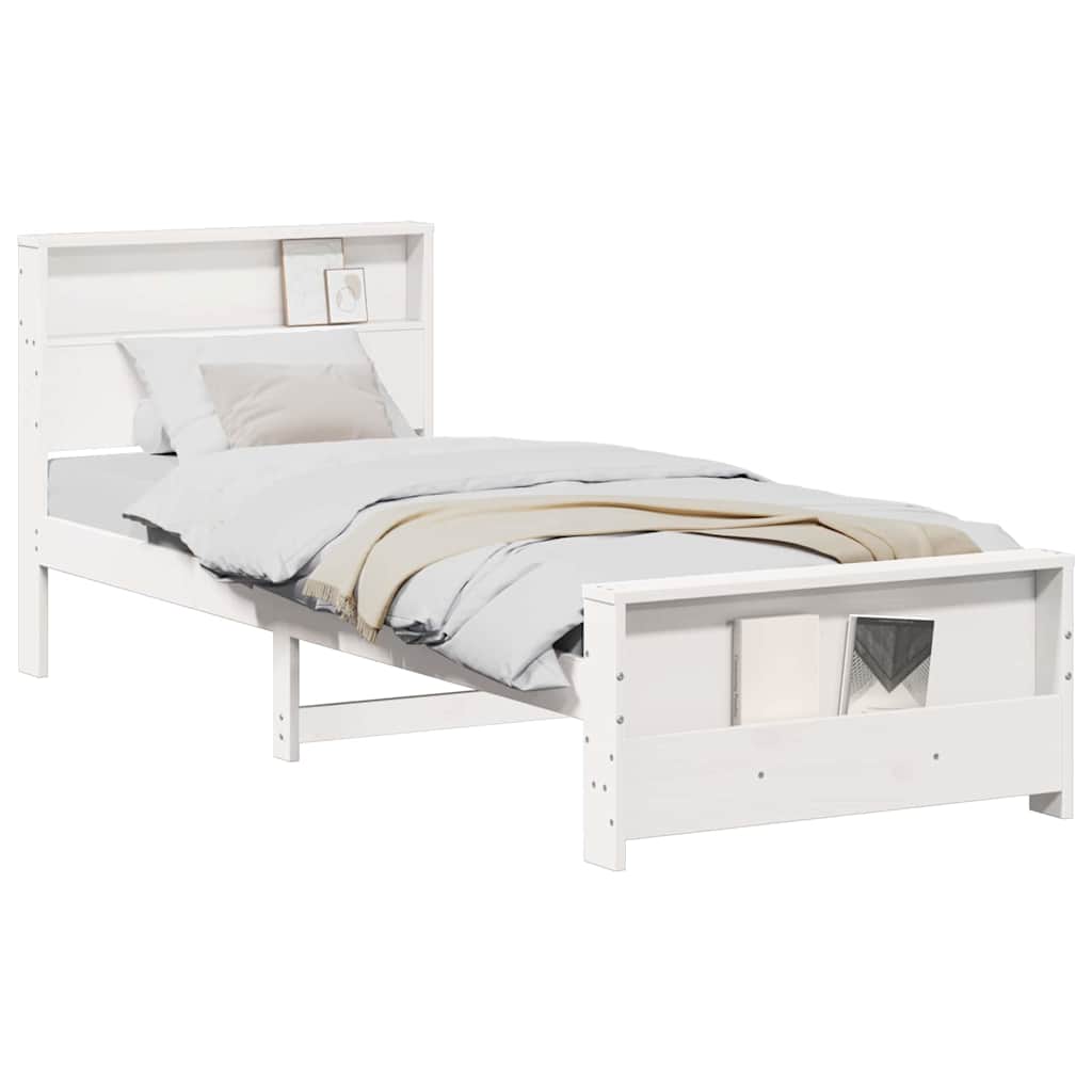 Sengestamme med hodegjerde Hvit 75 x 190 cm Heltre furu