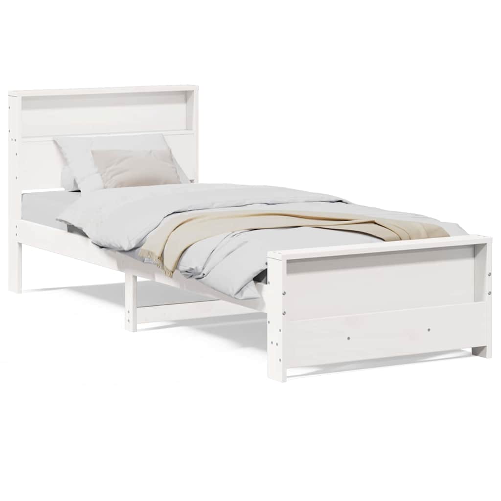 Sengestamme med hodegjerde Hvit 75 x 190 cm Heltre furu