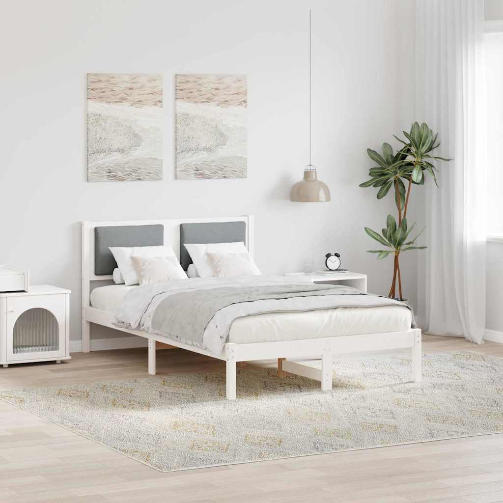 Sengestamme med hodegjerde Lysegrå 120 x 200 cm Massiv furu