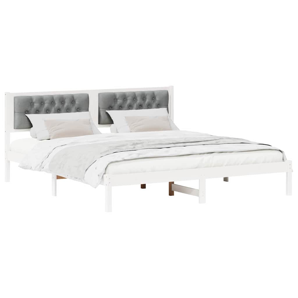 Sengestamme med hodegjerde Lysegrå 160 x 200 cm Massiv furu