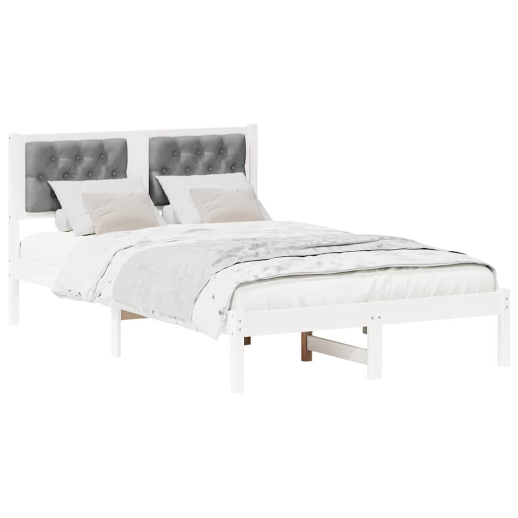 Sengestamme med hodegjerde Lysegrå 135 x 190 cm Massiv furu