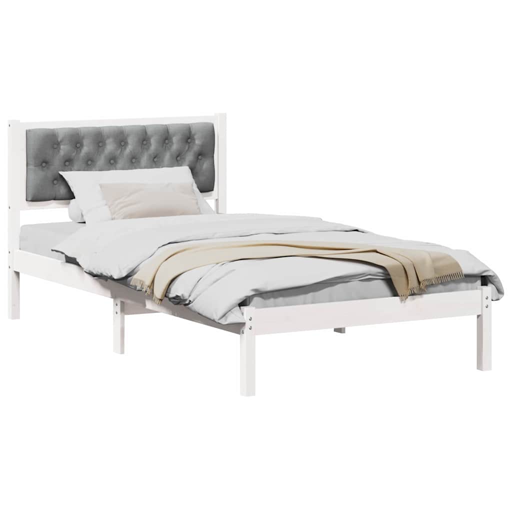 Sengestamme med hodegjerde Lysegrå 100 x 200 cm Massiv furu