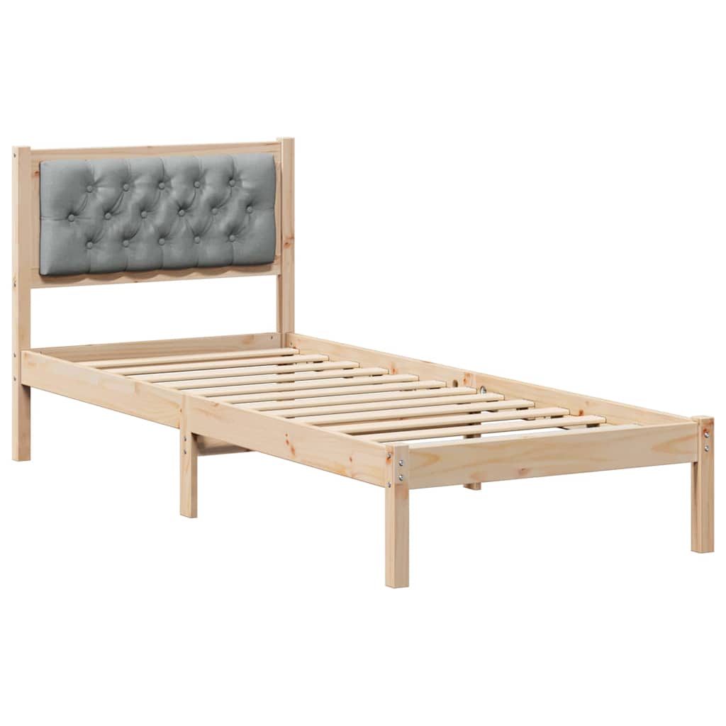 Sengestamme med hodegjerde Lysegrå 90 x 190 cm Massiv furu