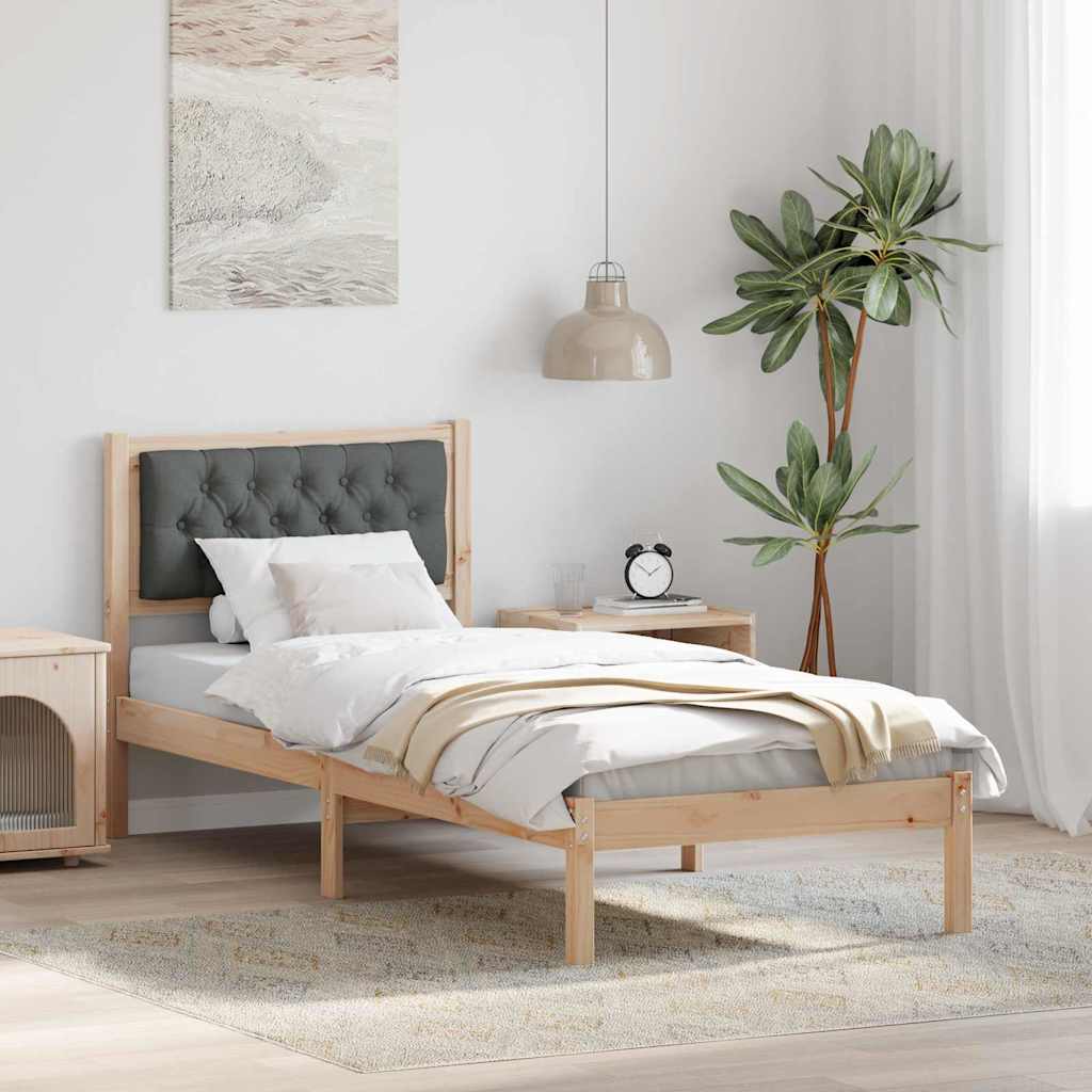 Sengestamme med hodegjerde Mørkegrå 90 x 190 cm Massiv furu