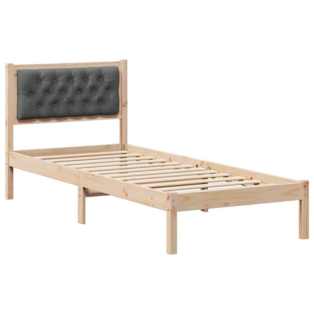 Sengestamme med hodegjerde Mørkegrå 90 x 190 cm Massiv furu