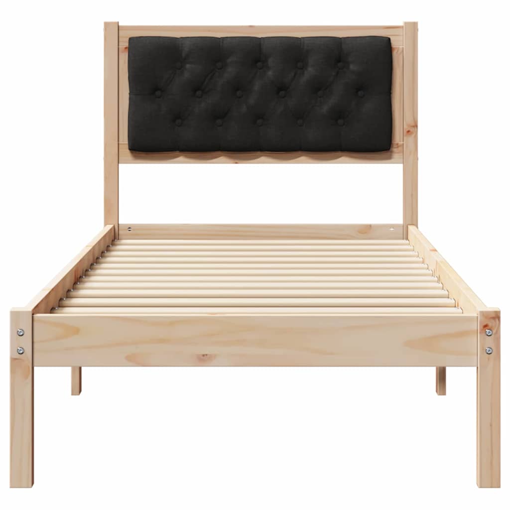 Sengestamme med hodegjerde Svart 90 x 190 cm Massiv furu