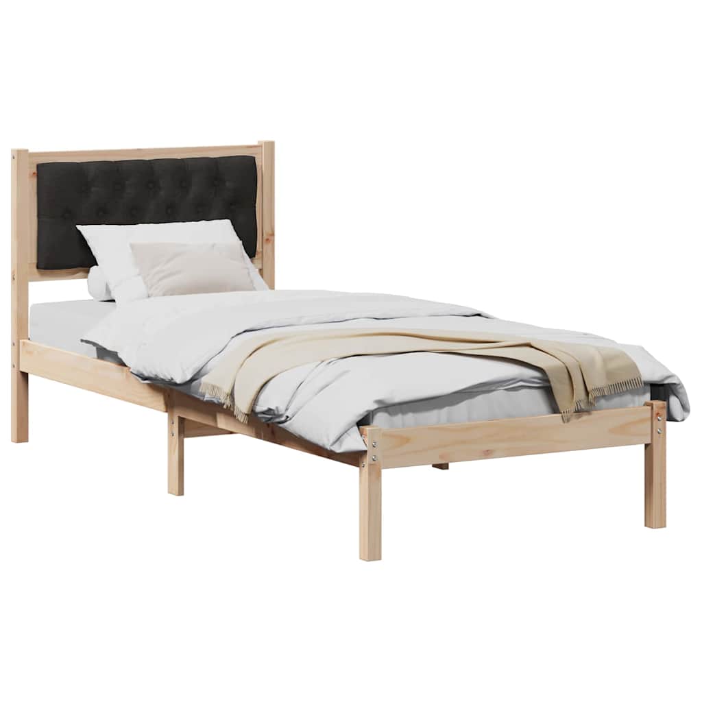 Sengestamme med hodegjerde Svart 90 x 190 cm Massiv furu