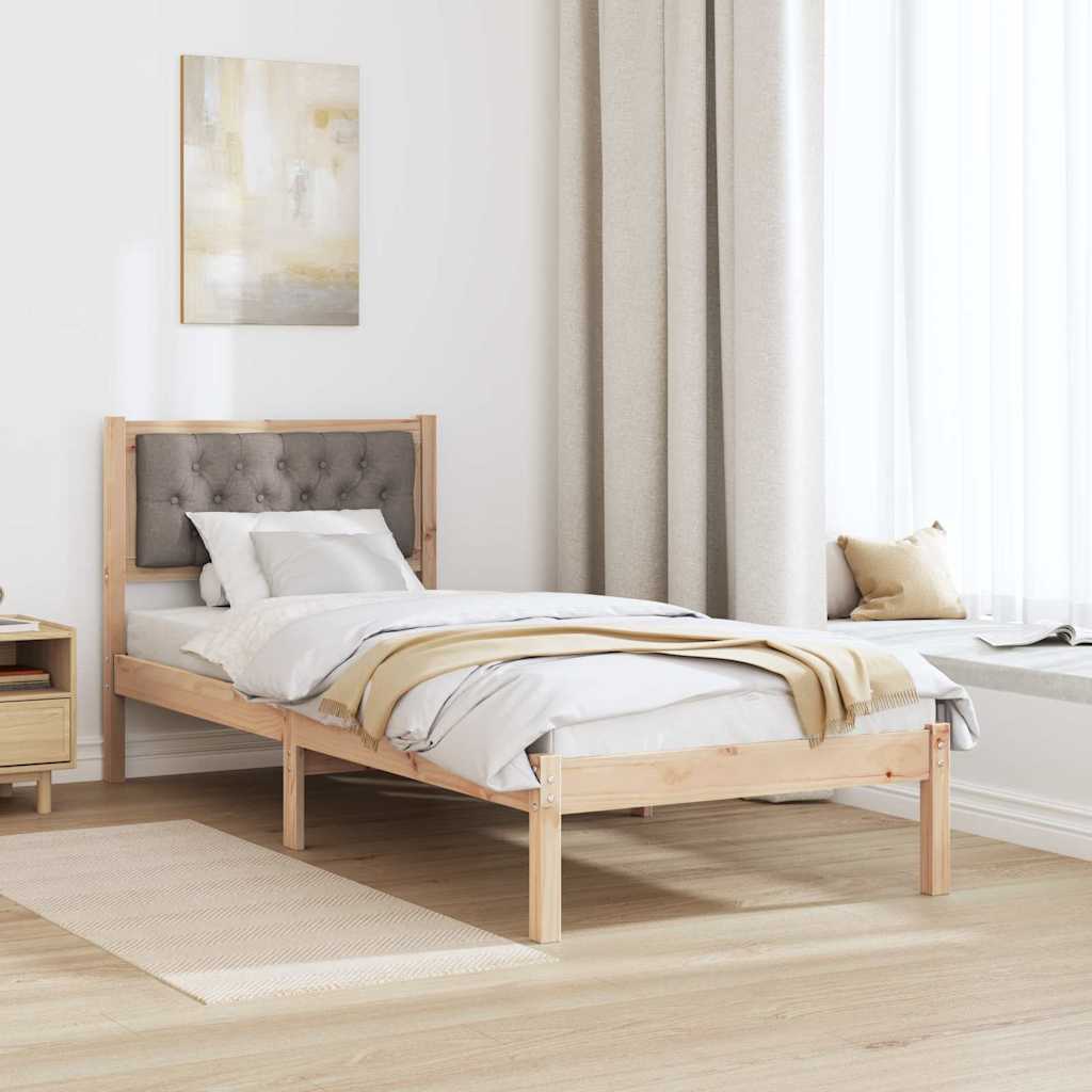 Sengestamme med hodegjerde Gråbrun 90 x 190 cm Massiv furu