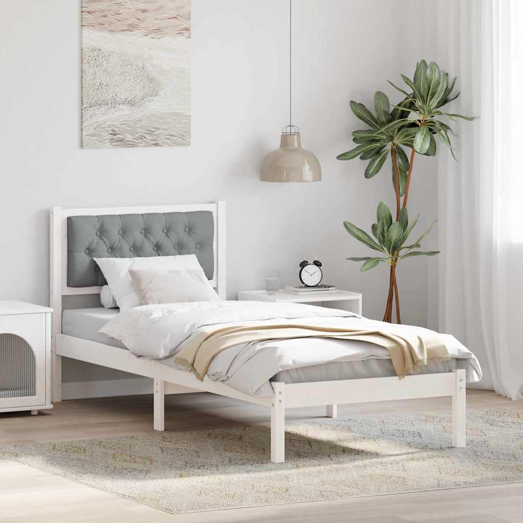 Sengestamme med hodegjerde Lysegrå 90 x 190 cm Massiv furu