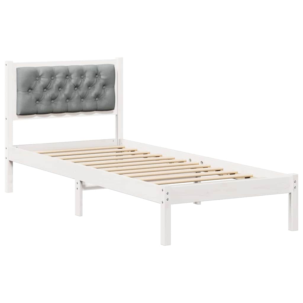 Sengestamme med hodegjerde Lysegrå 90 x 190 cm Massiv furu