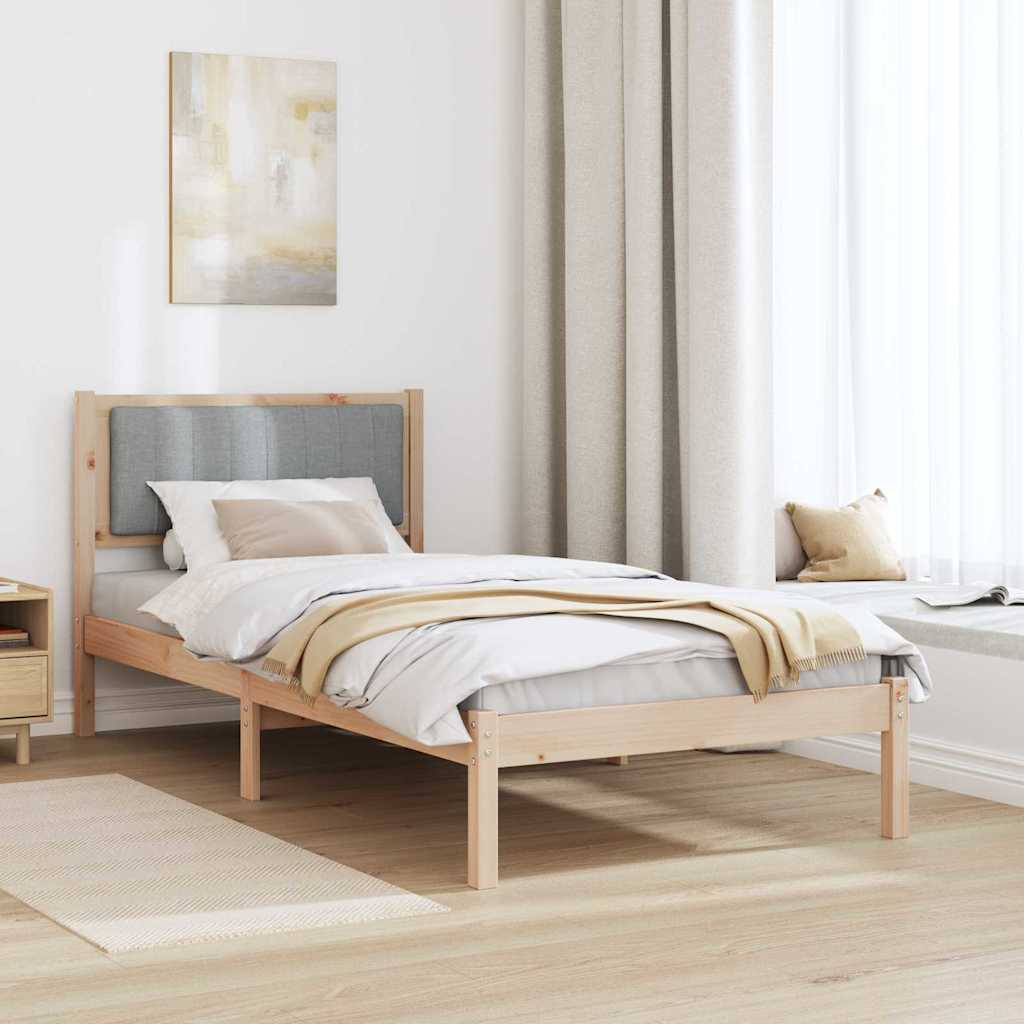 Sengeramme med Polstret Hodegjerde Lysegrå 90 x 190 cm