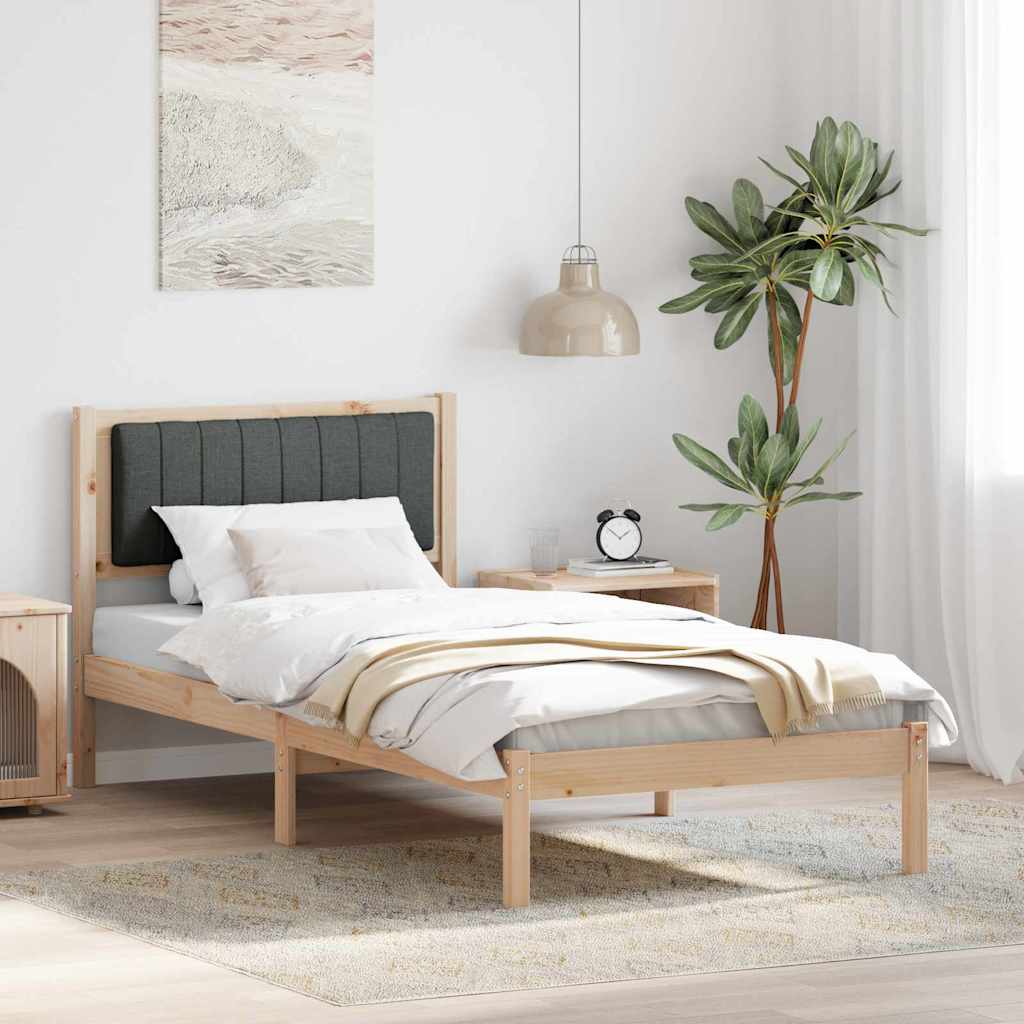 Sengeramme med Polstret Hodegjerde Mørkegrå 90 x 190 cm