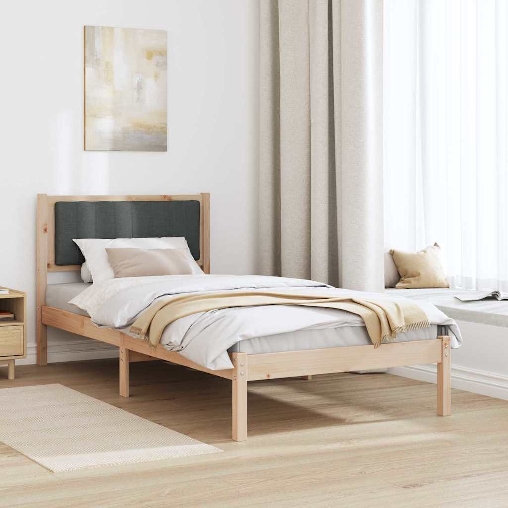 Sengeramme med Polstret Hodegjerde Mørkegrå 90 x 190 cm