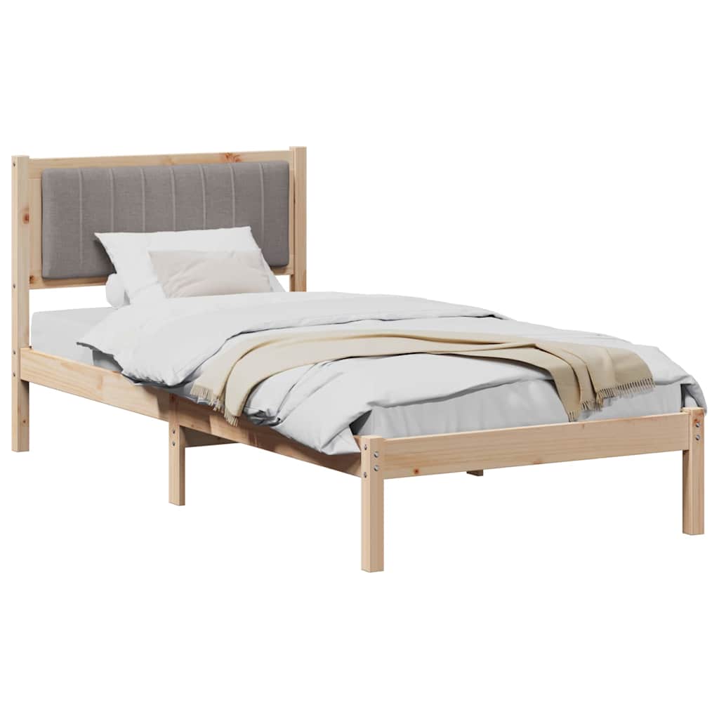 Sengeramme med Polstret Hodegjerde Gråbrun 90 x 190 cm
