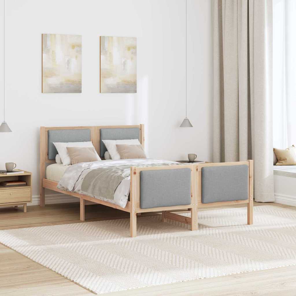 Sengestamme med hodegjerde Lysegrå 120 x 190 cm stoff