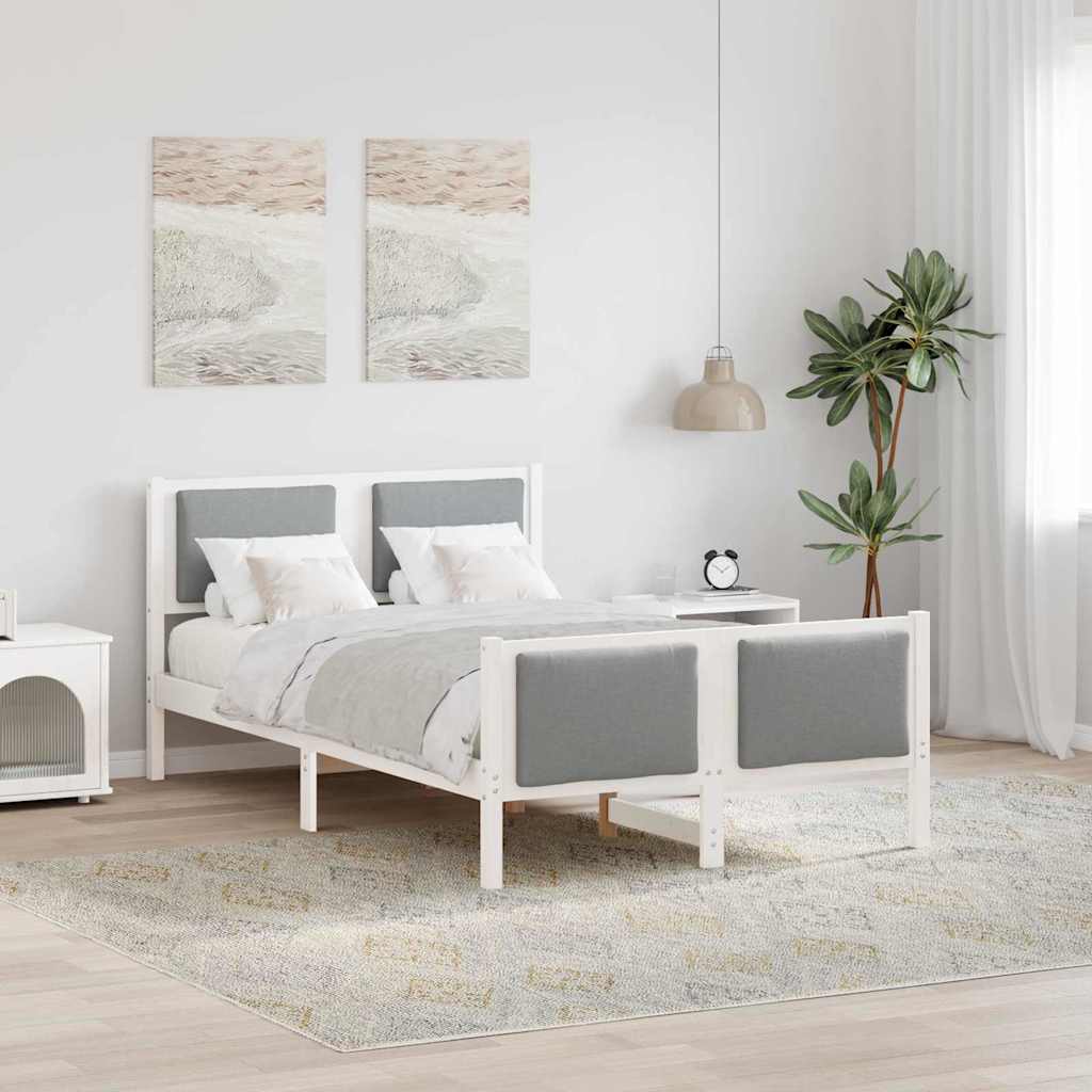 Sengestamme med hodegjerde Lysegrå 120 x 190 cm stoff