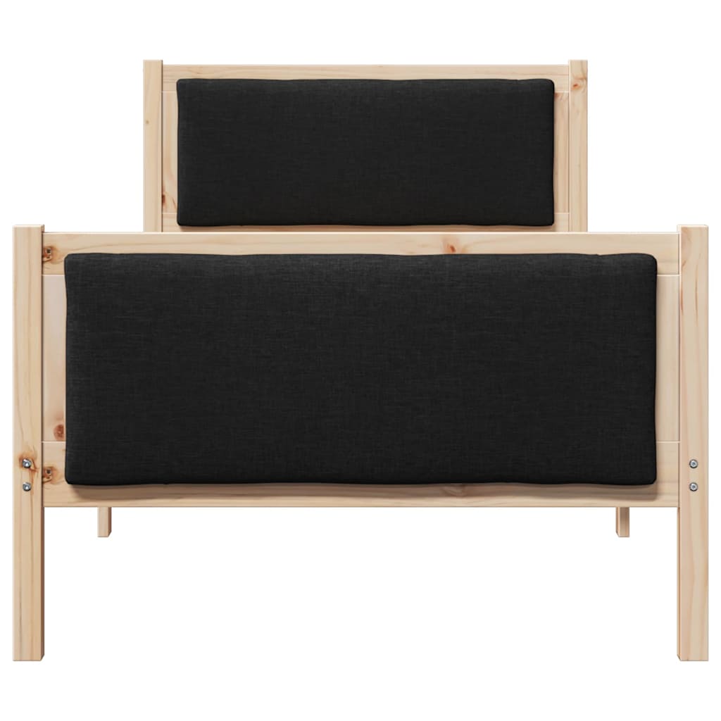 Sengestamme med hodegjerde Svart 90 x 200 cm stoff