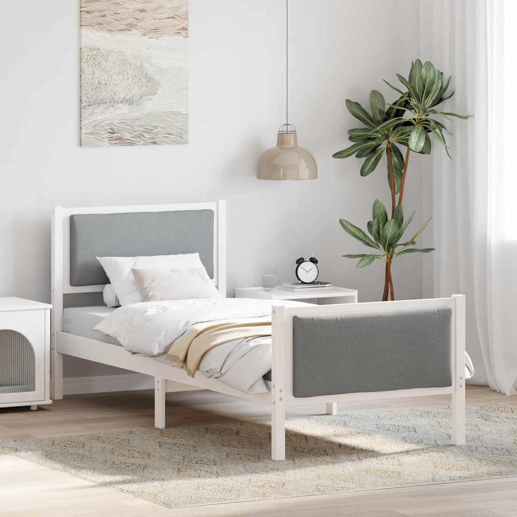 Sengestamme med hodegjerde Lysegrå 80 x 200 cm stoff