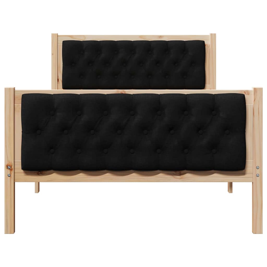 Sengestamme med hodegjerde Svart 100 x 200 cm Massiv furu