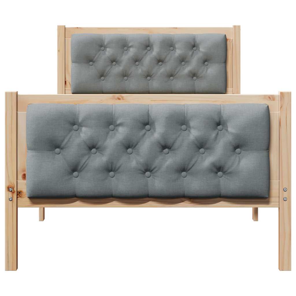 Sengestamme med hodegjerde Lysegrå 90 x 200 cm Massiv furu
