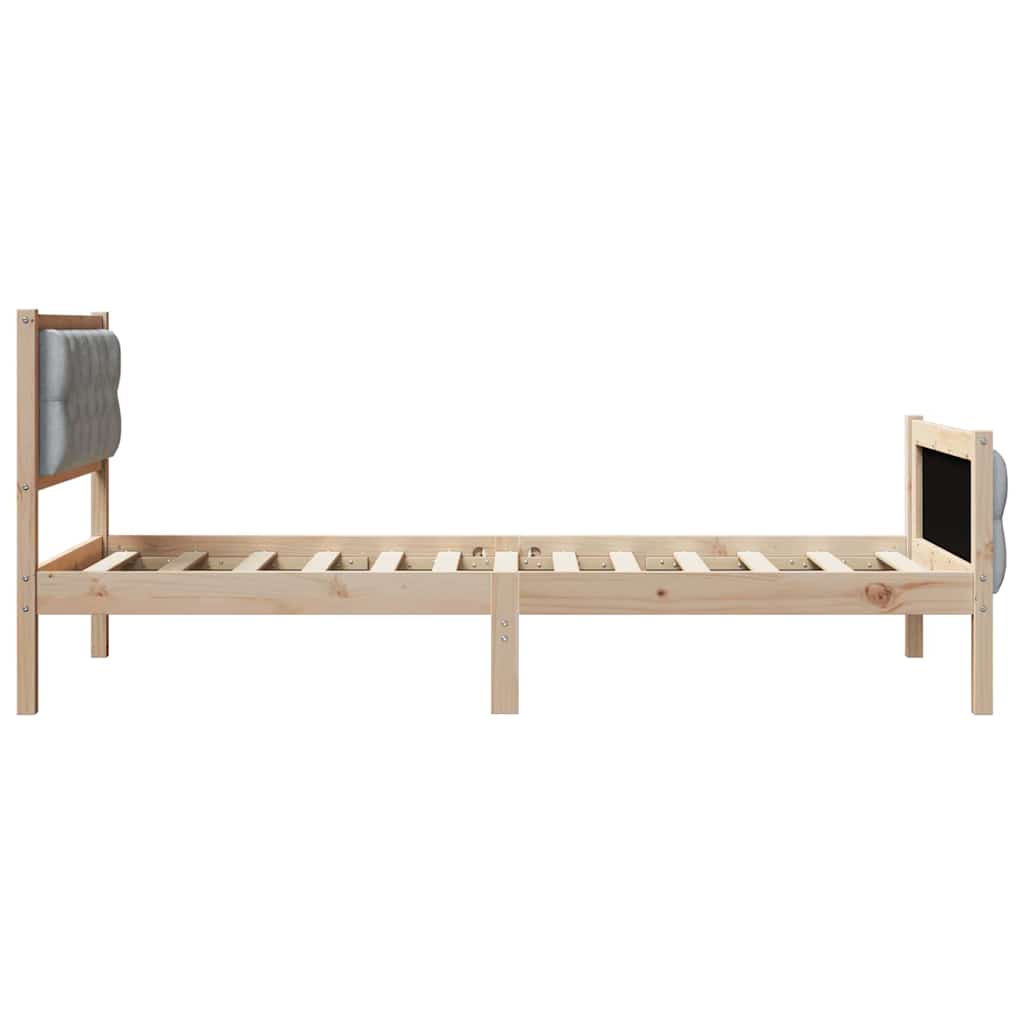 Sengestamme med hodegjerde Lysegrå 90 x 200 cm Massiv furu