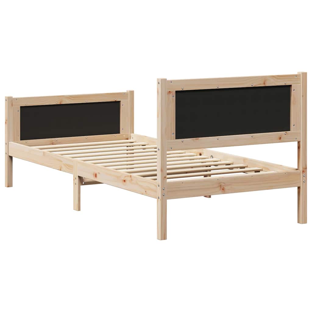 Sengestamme med hodegjerde Mørkegrå 90 x 200 cm Massiv furu