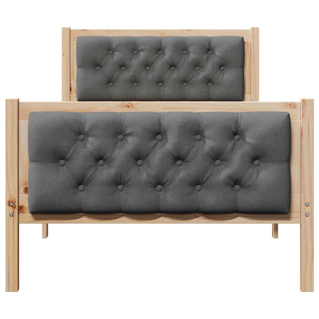 Sengestamme med hodegjerde Mørkegrå 90 x 200 cm Massiv furu