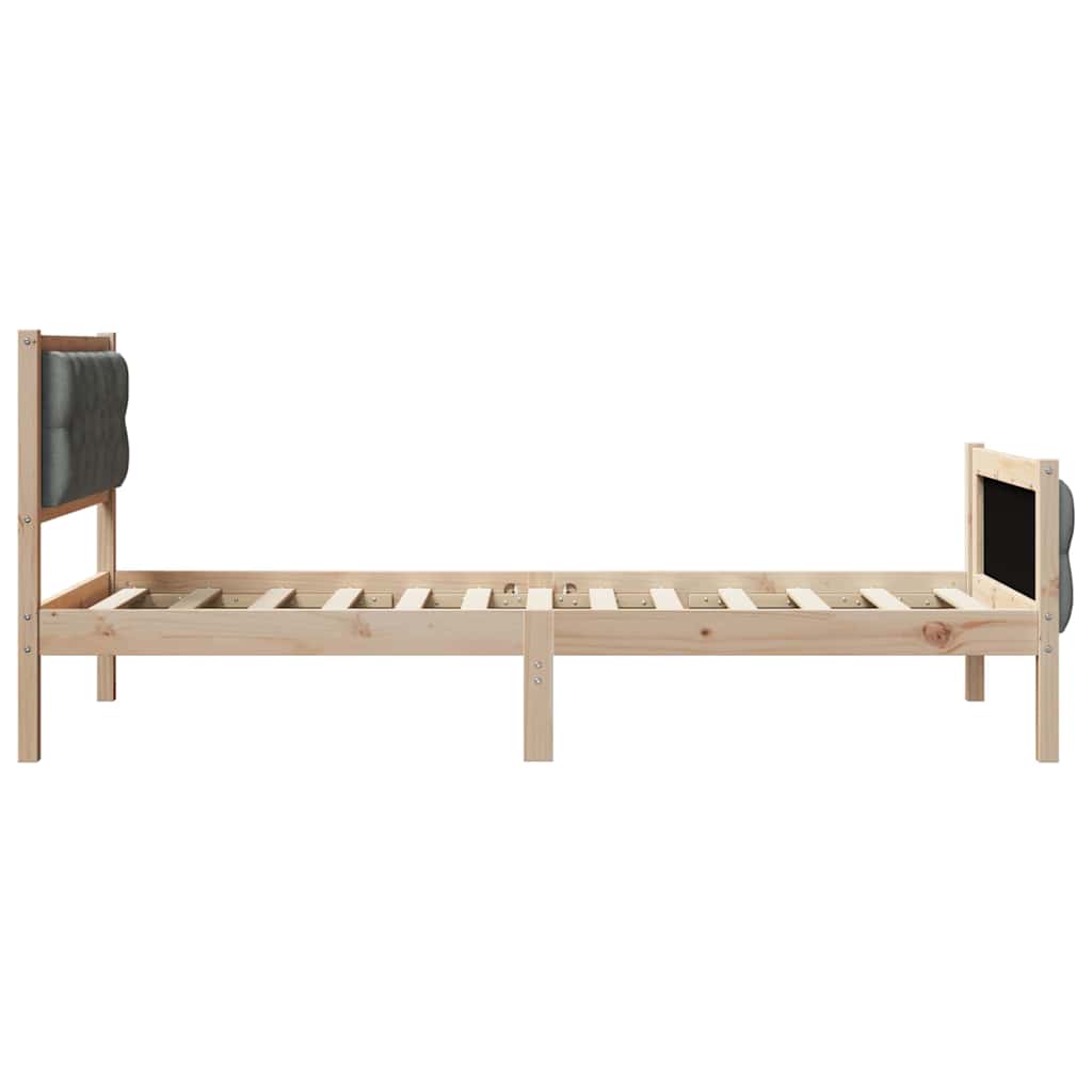 Sengestamme med hodegjerde Mørkegrå 90 x 200 cm Massiv furu