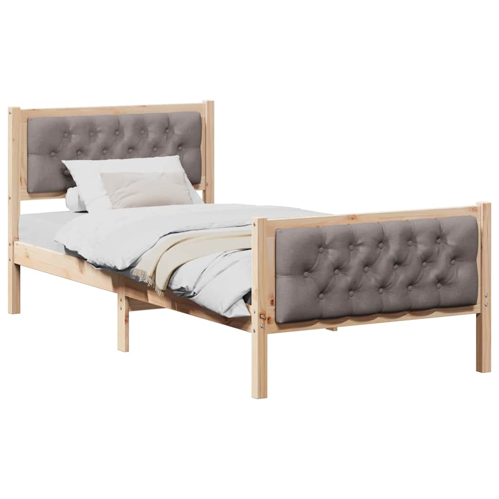 Sengestamme med hodegjerde Gråbrun 90 x 200 cm Massiv furu