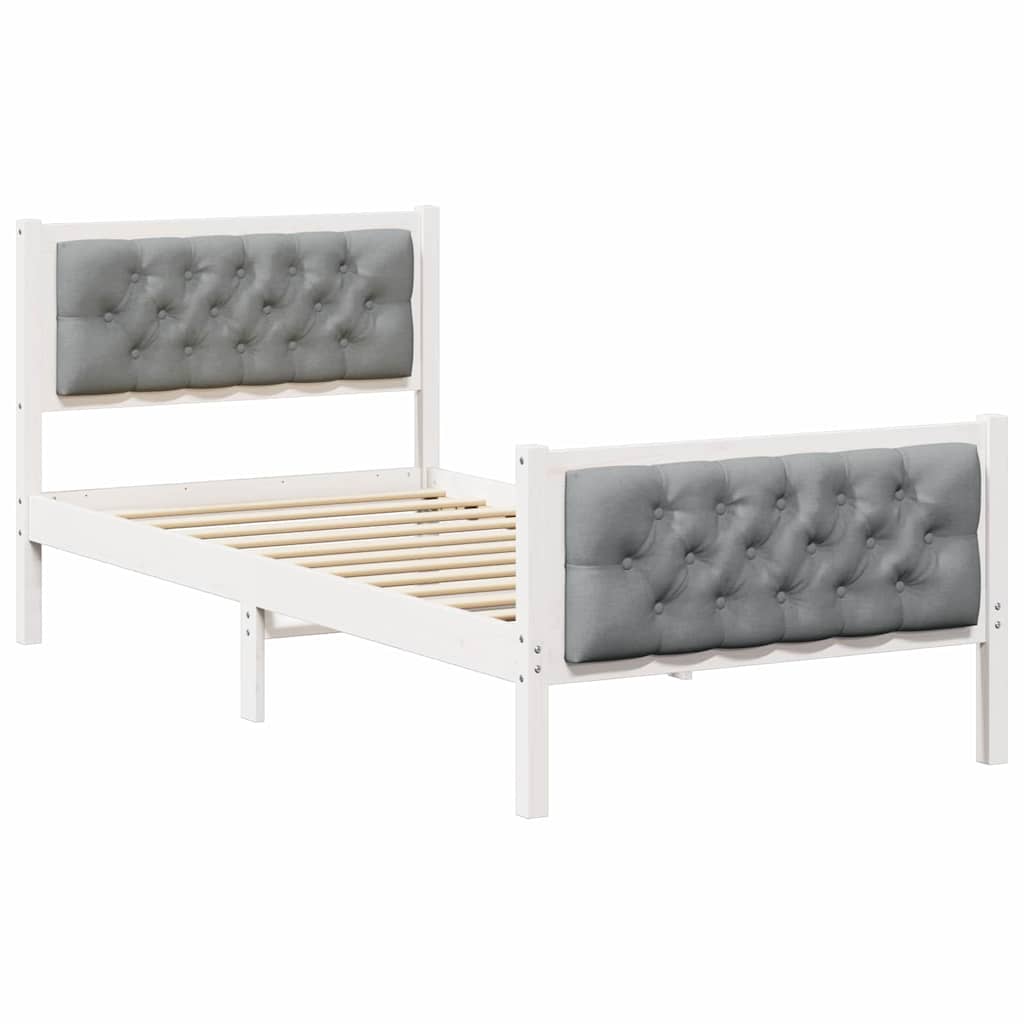 Sengestamme med hodegjerde Lysegrå 90 x 200 cm Massiv furu