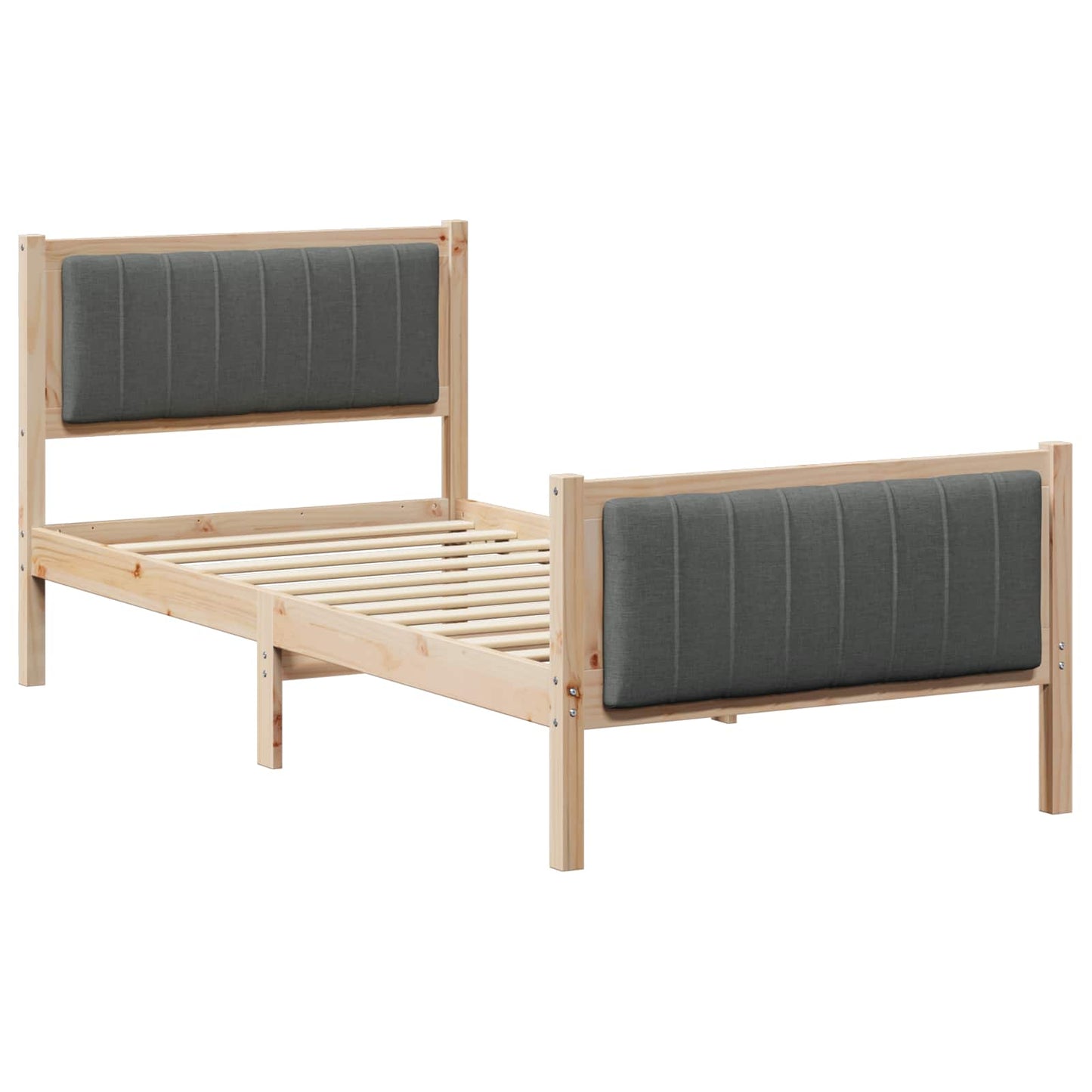 Sengestamme brun og mørkegrå 90 x 200 cm Heltre furu