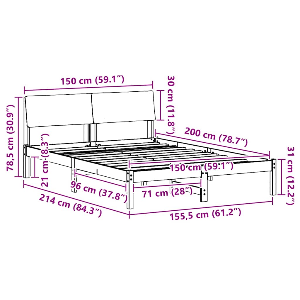 Sengestamme Brunt og svart 150 x 200 cm Heltre furu