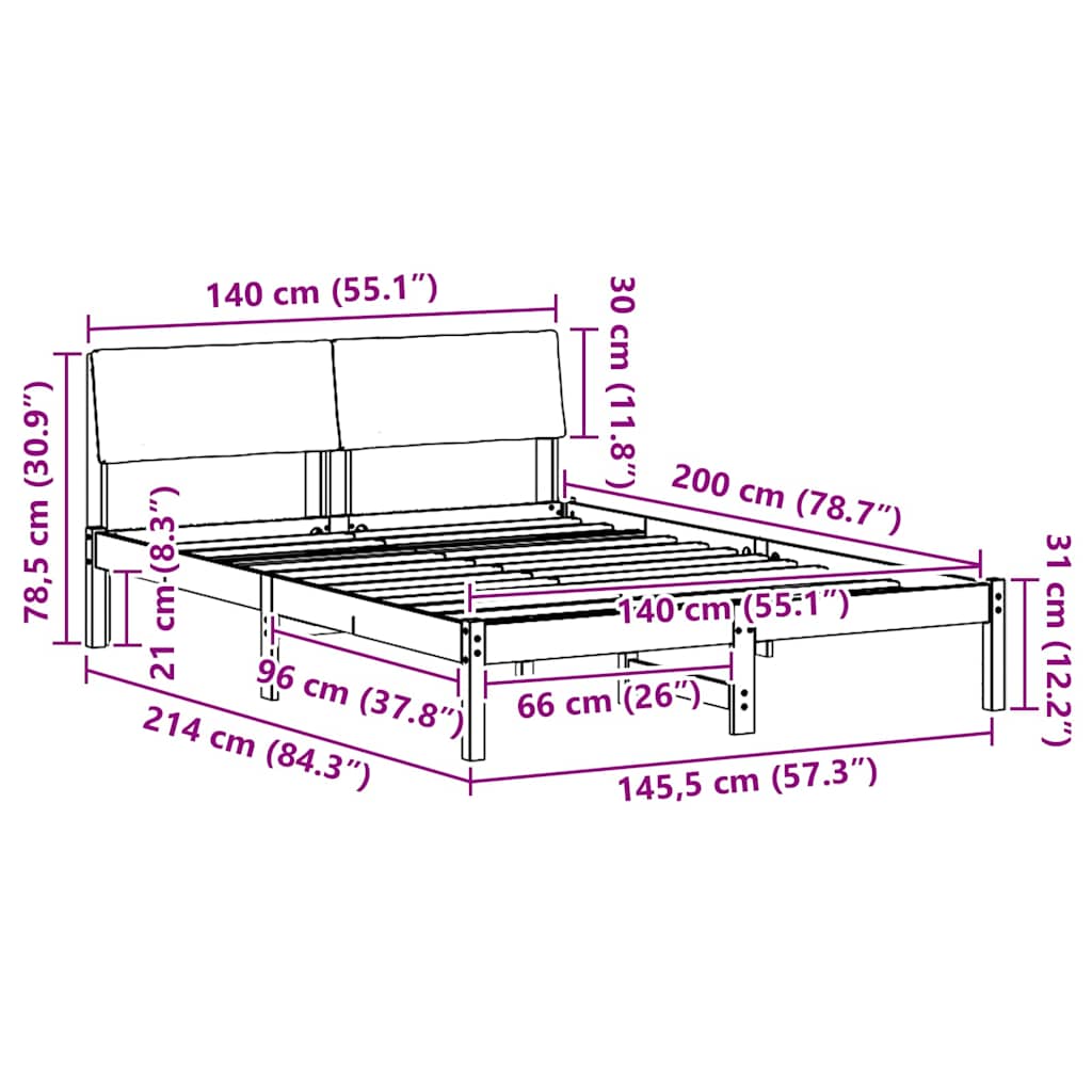 Sengestamme Brun og taupe 140 x 200 cm Heltre furu