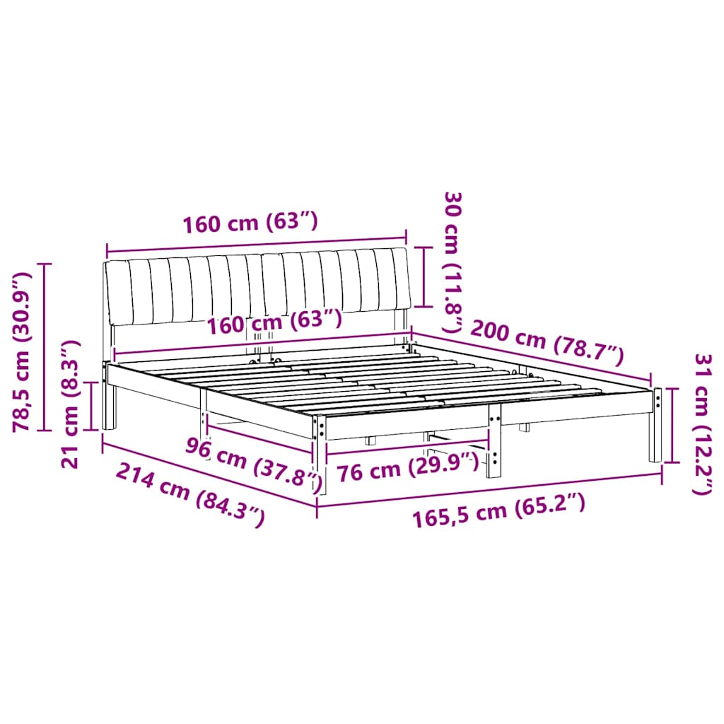 Sengestamme Brunt og svart 160 x 200 cm Heltre furu