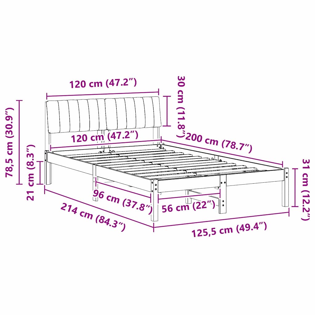 Sengestamme Brunt og svart 120 x 200 cm Heltre furu