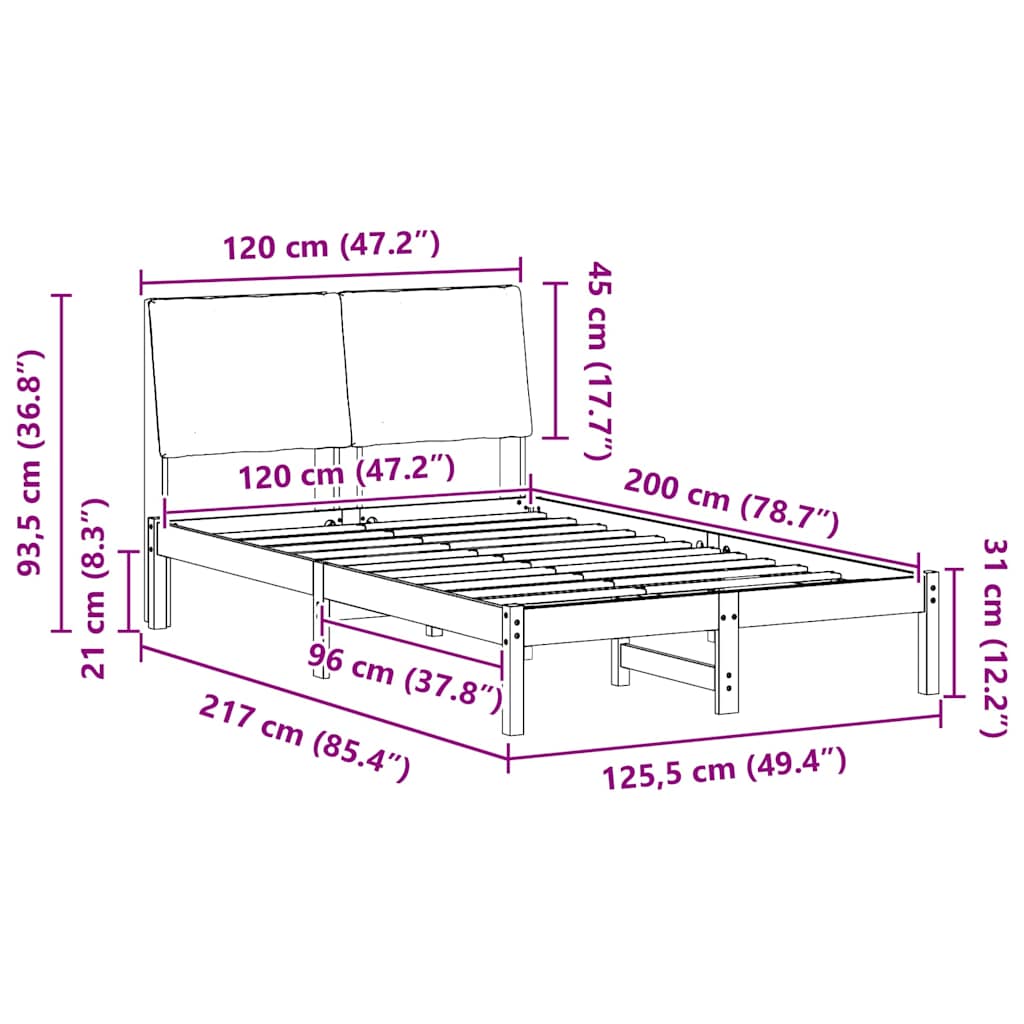 Sengestamme Brunt og svart 120 x 200 cm Heltre furu