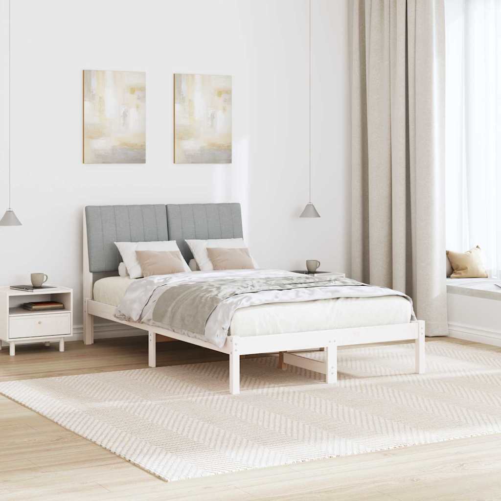 Sengestamme med hodegjerde Hvit 120 x 190 cm Massiv furu