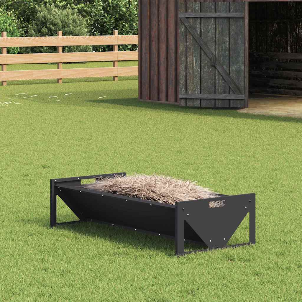 Fôringsgrøft for husdyr Svart 108 x 50 x 28 cm Kaldvalsget Stål