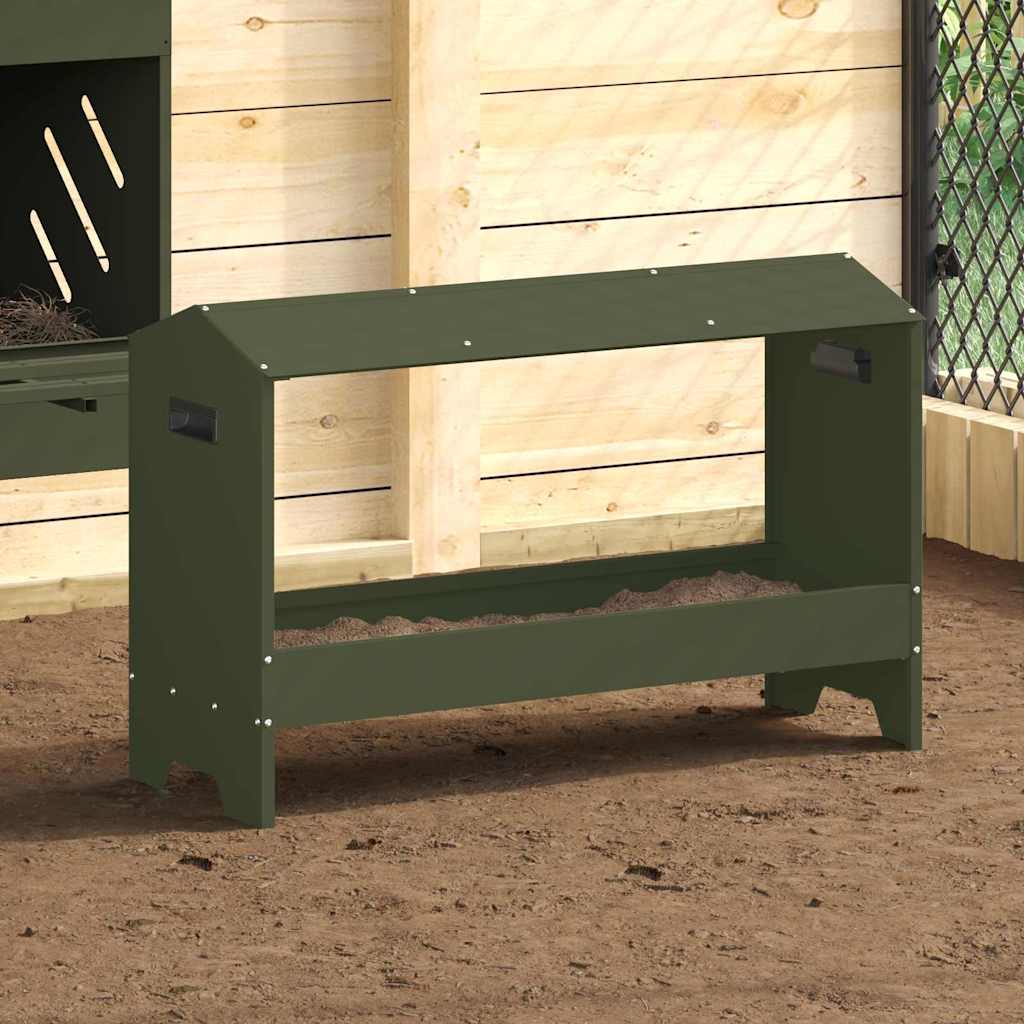 Kylling Fôringsrenne Olivengrønn 81 x 32 x 53,5 cm
